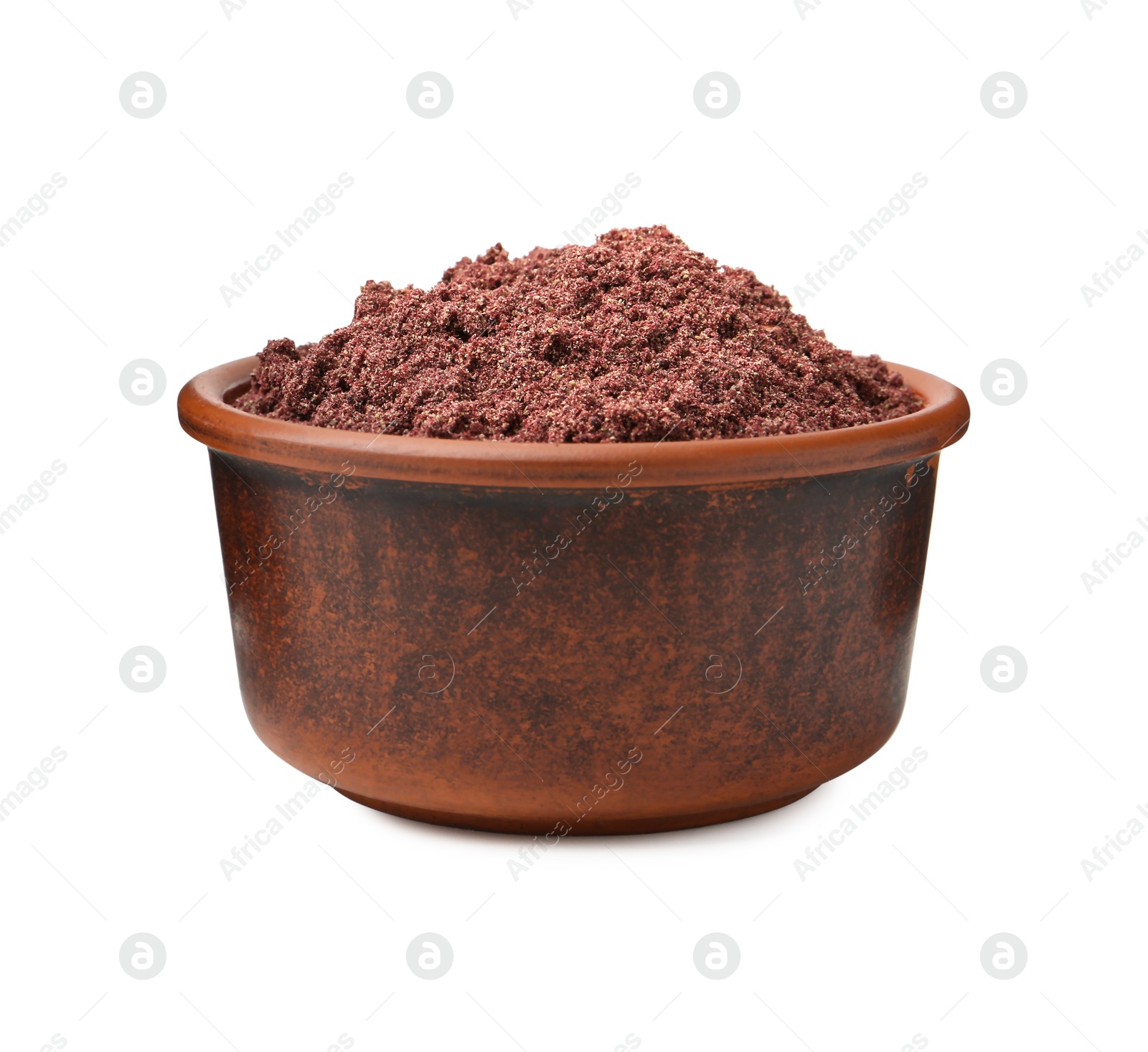Superfood. Black currant powder in bowl isolated on white Photo of Superfood. Black currant powder in bowl isolated on white