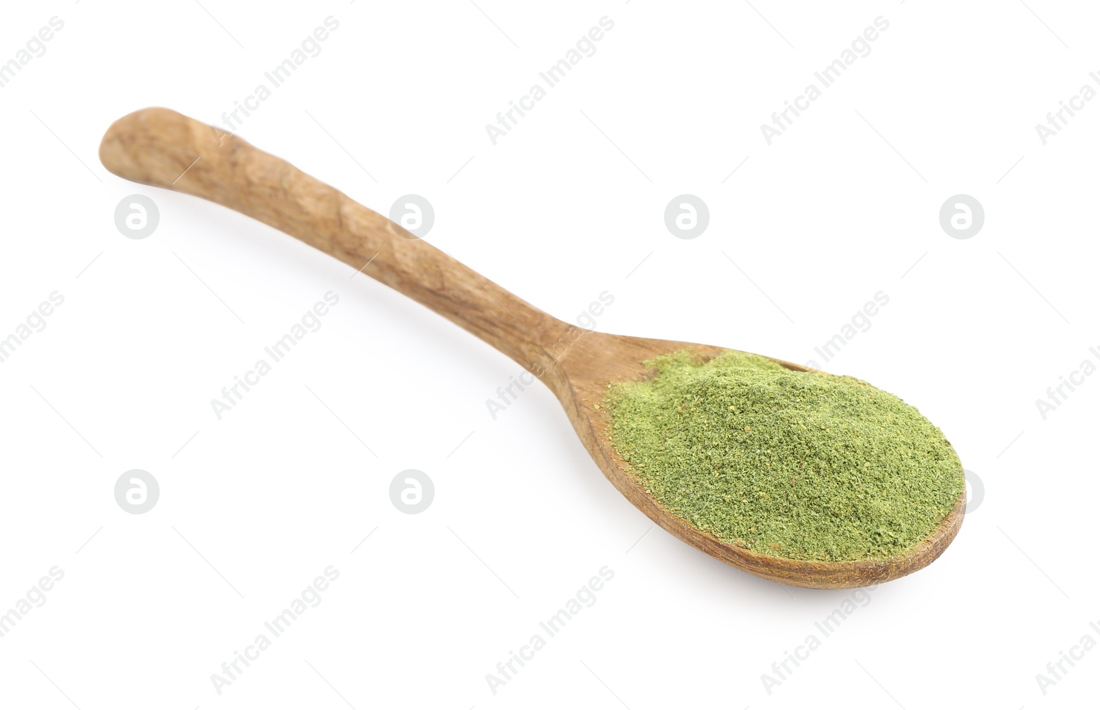 Superfood. Green onion powder isolated on white Photo of Superfood. Green onion powder isolated on white