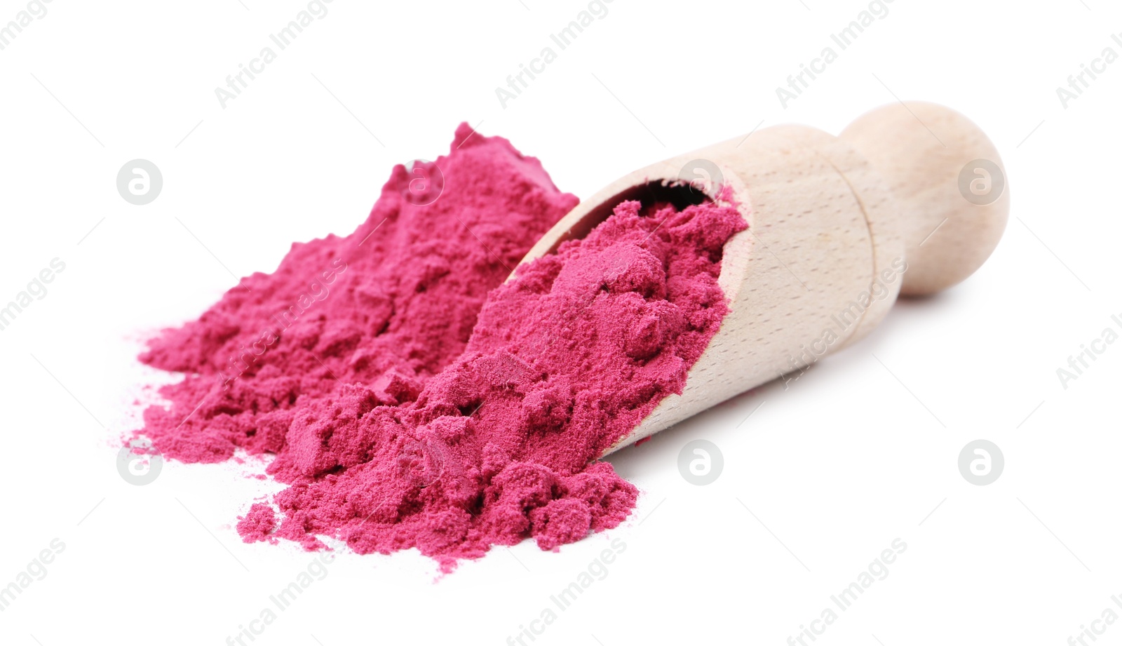 Superfood. Acai powder and scoop isolated on white Photo of Superfood. Acai powder and scoop isolated on white