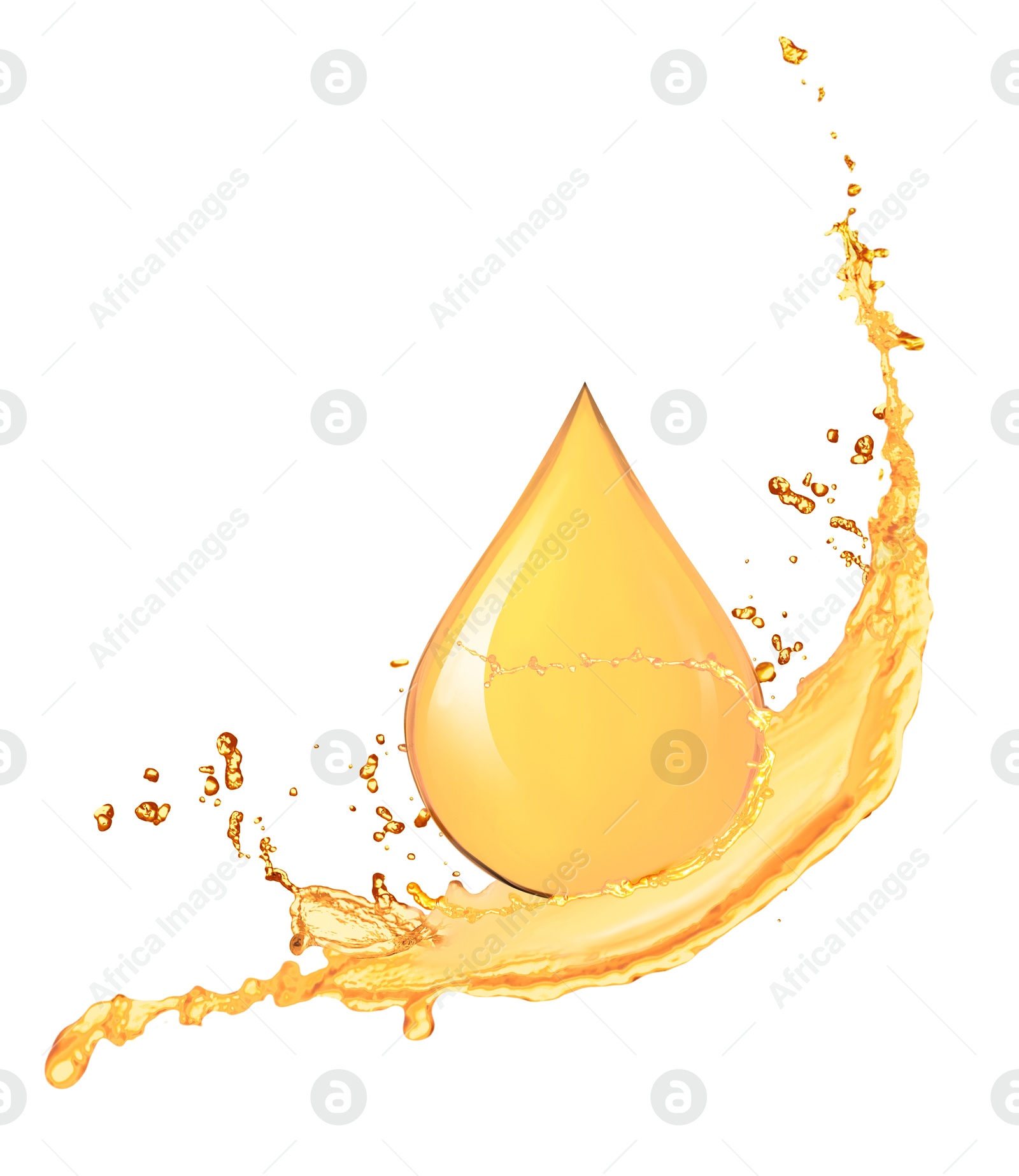 Image of Splash and drop of cosmetic serum on white background