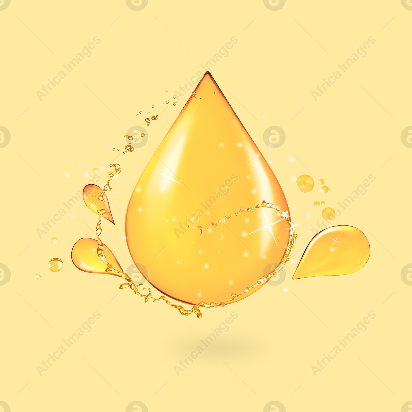 Splash and drops of cosmetic serum on dark beige background Image of Splash and drops of cosmetic serum on dark beige background