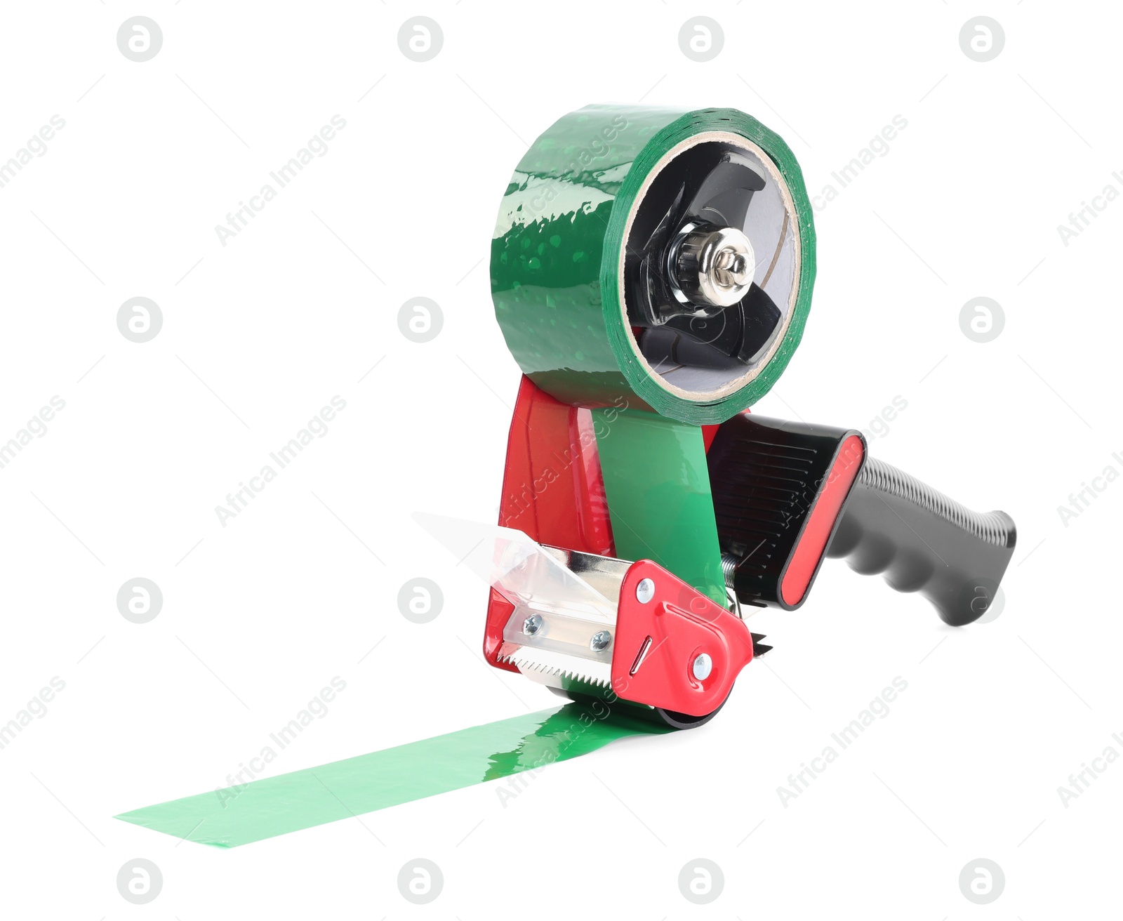 One dispenser with adhesive tape isolated on white Photo of One dispenser with adhesive tape isolated on white