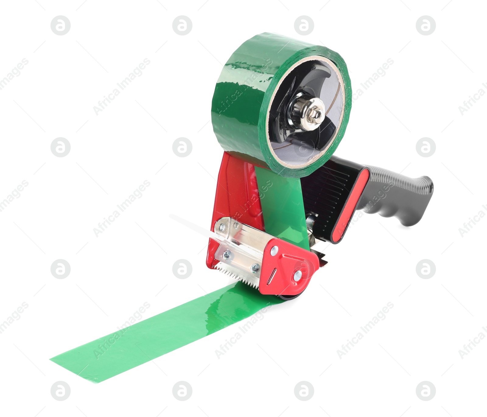 One dispenser with adhesive tape isolated on white Photo of One dispenser with adhesive tape isolated on white