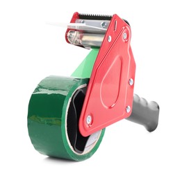 Photo of One dispenser with adhesive tape isolated on white