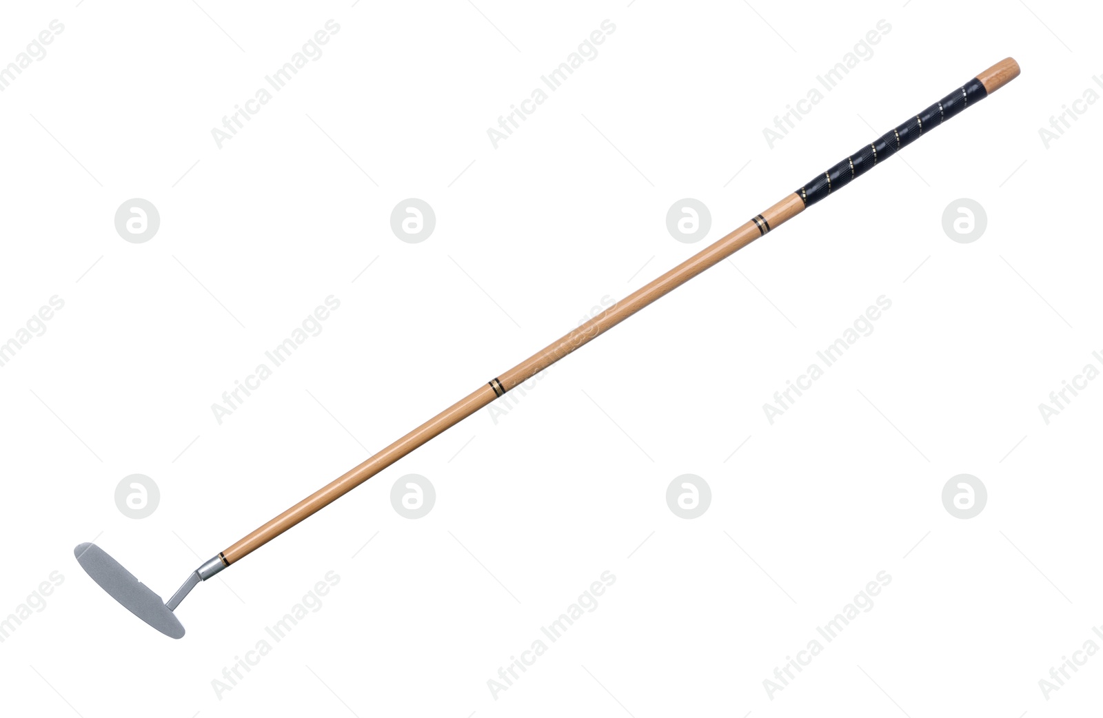 One wooden golf club in air isolated on white Photo of One wooden golf club in air isolated on white