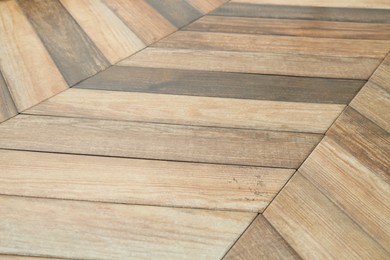 Photo of Texture of wooden tiles as background, closeup