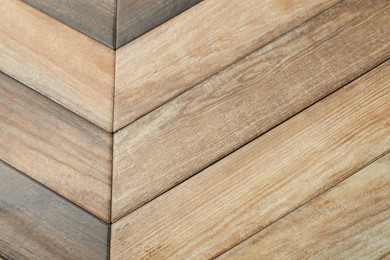 Photo of Texture of wooden tiles as background, top view