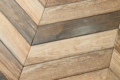 Photo of Texture of wooden tiles as background, top view