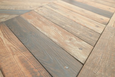 Photo of Texture of wooden tiles as background, closeup