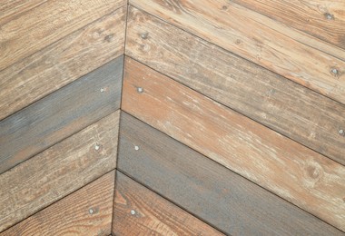 Photo of Texture of wooden tiles as background, top view