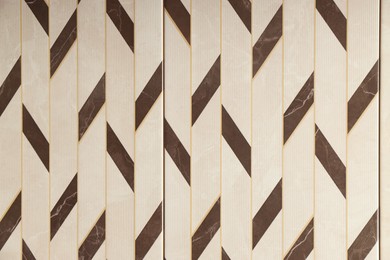 Photo of Texture of tiles with beautiful pattern as background, top view
