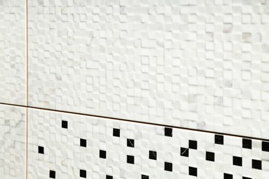 Photo of Samples of tiles with beautiful patterns as background, closeup