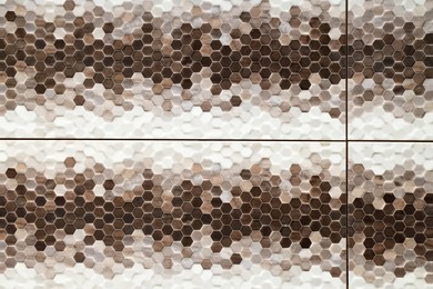 Photo of Texture of tiles with beautiful pattern as background, top view