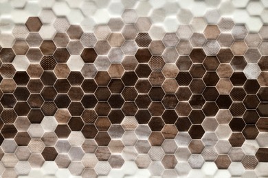 Photo of Texture of tiles with beautiful pattern as background, top view