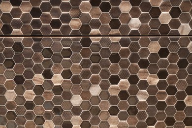 Photo of Texture of tiles with beautiful pattern as background, top view