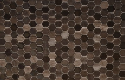 Photo of Texture of tiles with beautiful pattern as background, top view