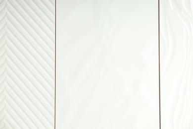 Photo of Different samples of tiles as background, closeup