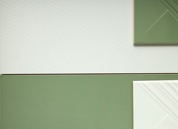 Photo of Different samples of tiles as background, closeup