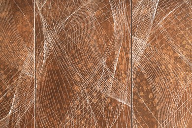 Photo of Texture of tiles with beautiful pattern as background, top view