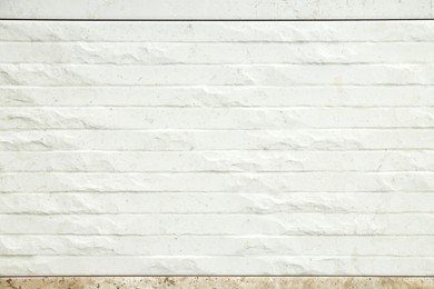 Photo of Texture of white tile as background, closeup