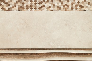 Photo of Different samples of tiles as background, closeup