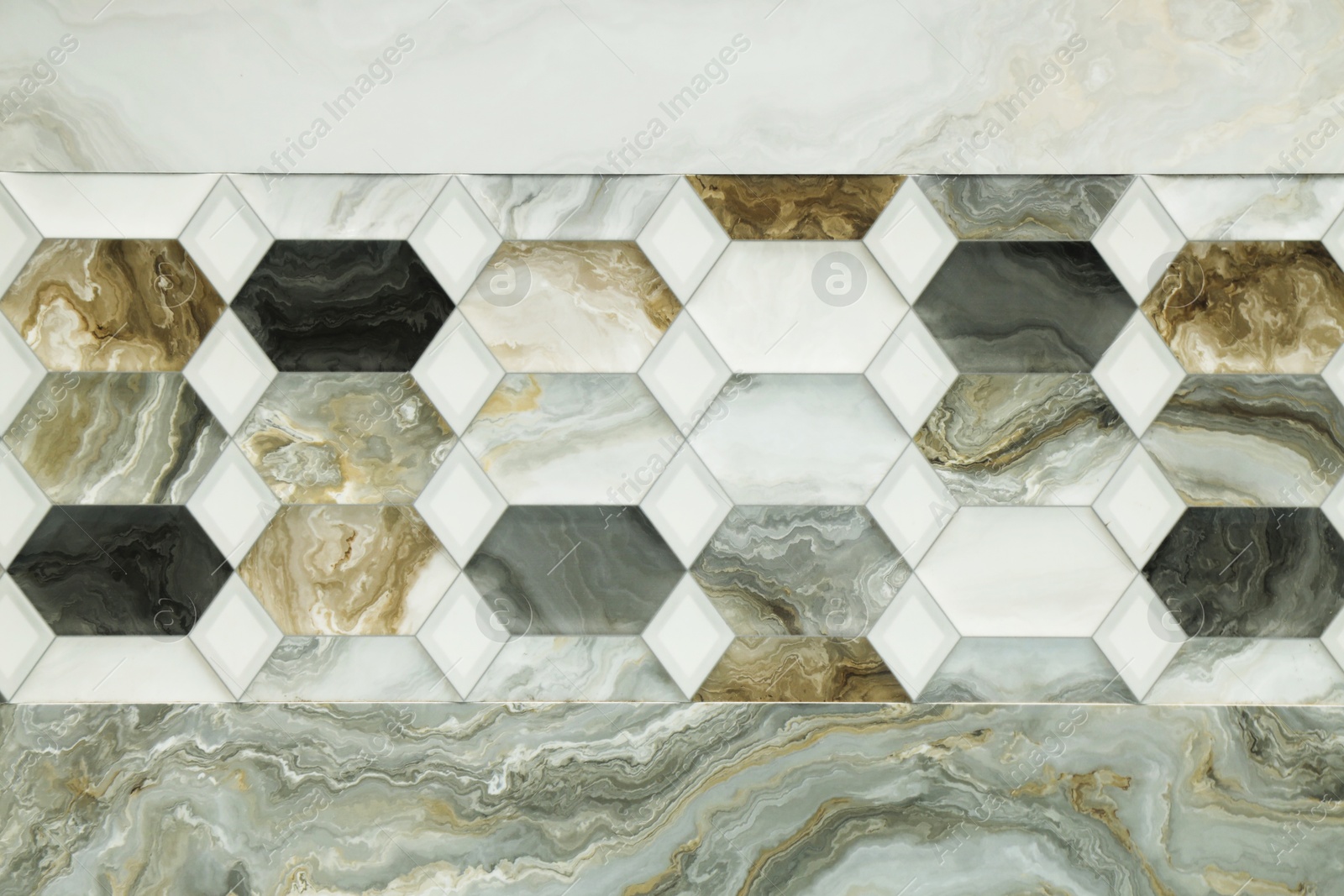 Texture of tiles with different patterns as background, top view Photo of Texture of tiles with different patterns as background, top view