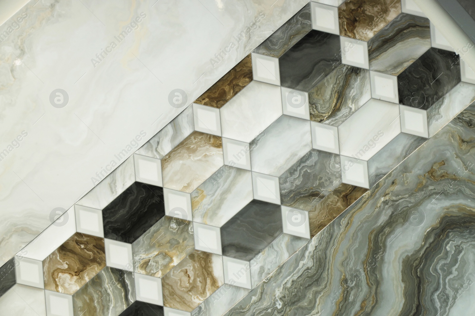 Texture of tiles with different patterns as background, top view Photo of Texture of tiles with different patterns as background, top view
