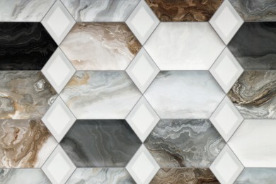 Photo of Texture of tile with beautiful pattern as background, top view