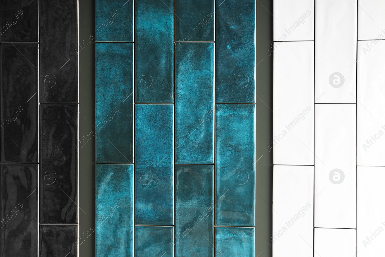 Different samples of tiles on display in store Photo of Different samples of tiles on display in store