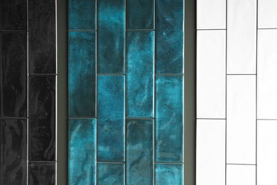 Photo of Different samples of tiles on display in store