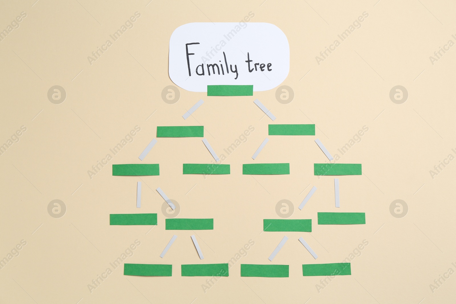 Family tree on beige background, top view Photo of Family tree on beige background, top view