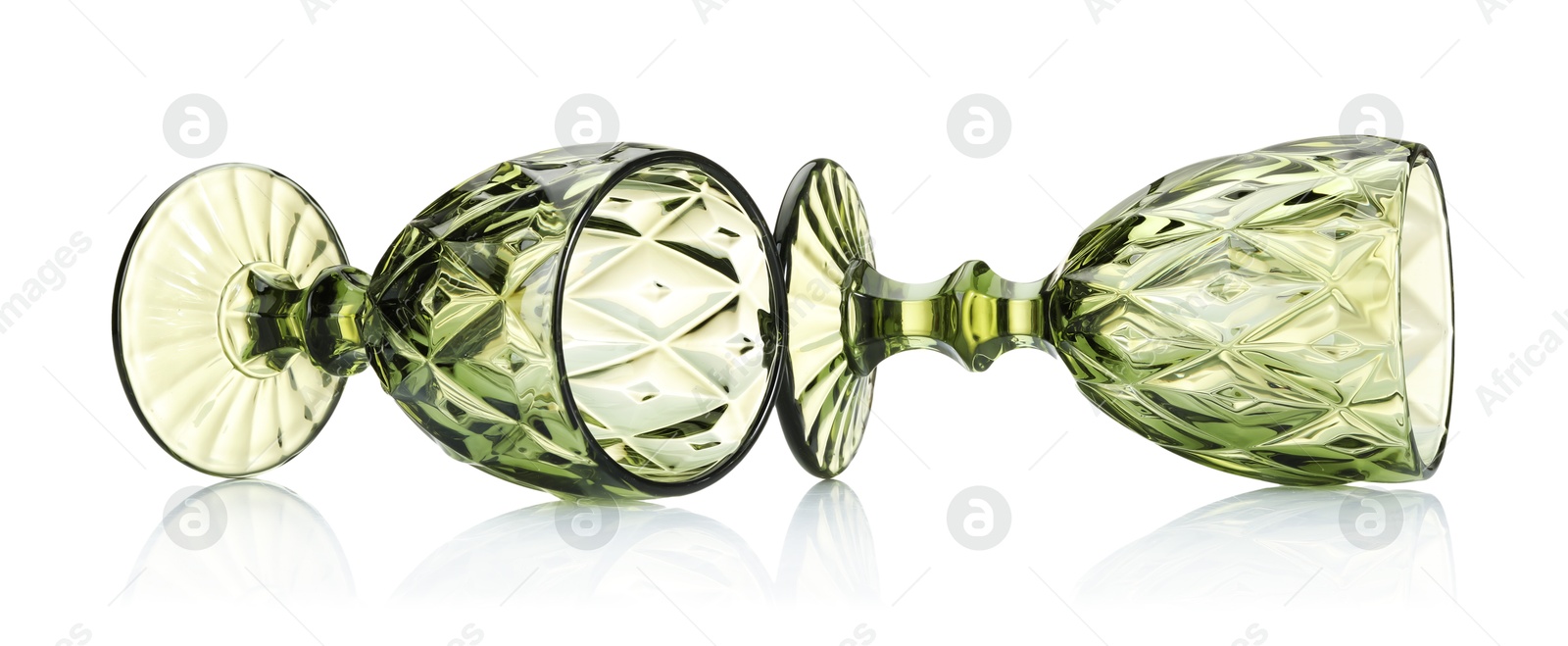 Two empty clean glasses isolated on white Photo of Two empty clean glasses isolated on white
