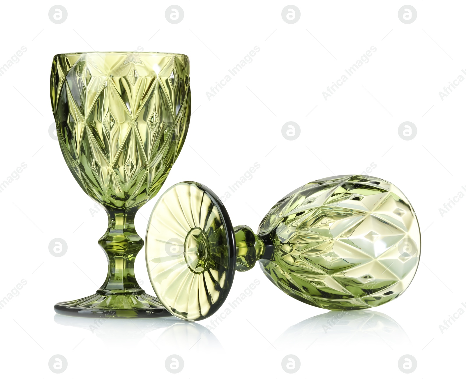 Two empty clean glasses isolated on white Photo of Two empty clean glasses isolated on white