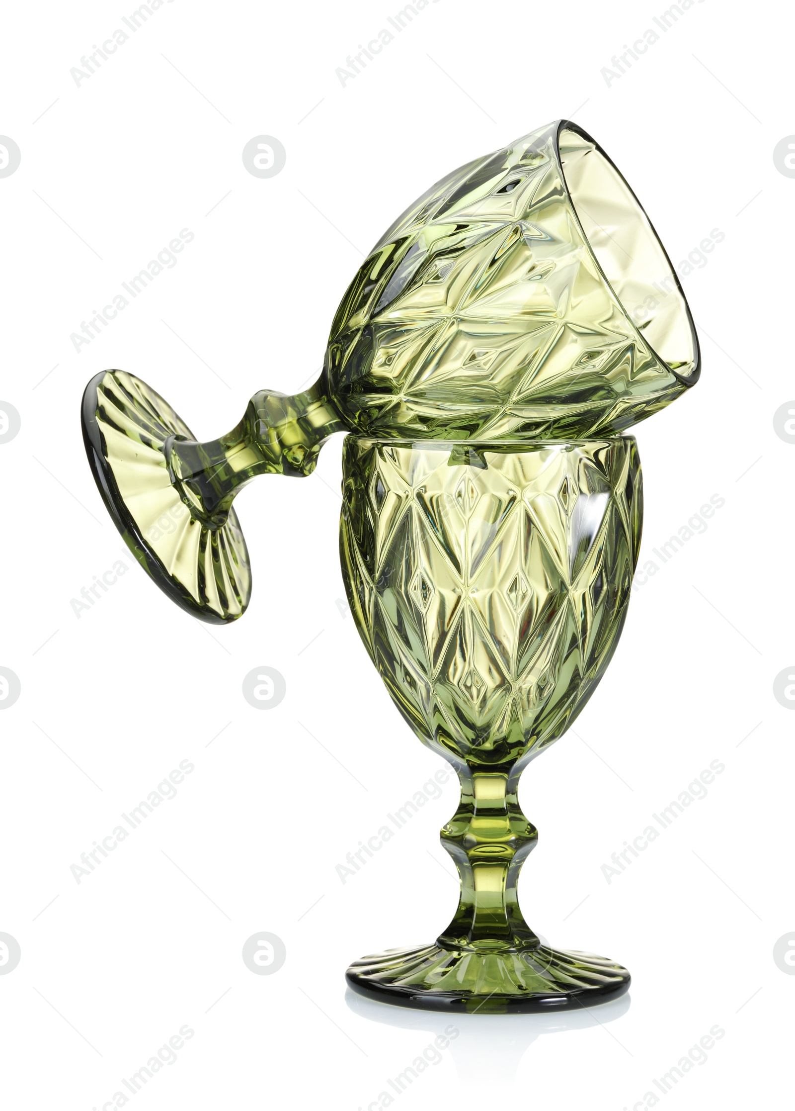 Photo of Two empty clean glasses isolated on white