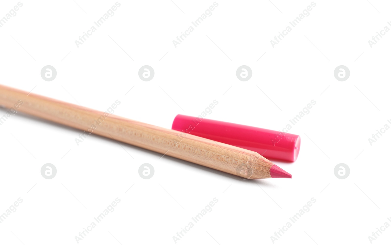 Photo of One lip pencil isolated on white. Cosmetic product