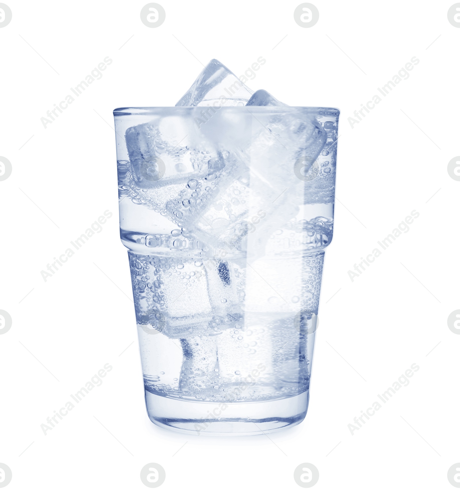 Glass of soda water with ice isolated on white Image of Glass of soda water with ice isolated on white