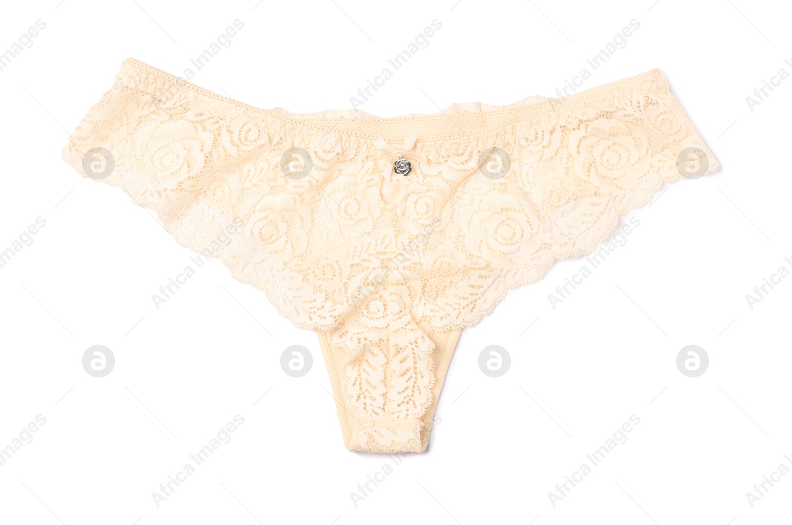 Women's underwear. Beautiful panties isolated on white, top view Photo of Women's underwear. Beautiful panties isolated on white, top view