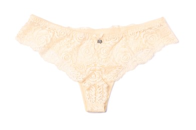 Photo of Women's underwear. Beautiful panties isolated on white, top view