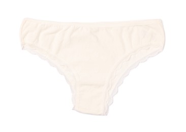 Photo of Women's underwear. Beautiful panties isolated on white, top view