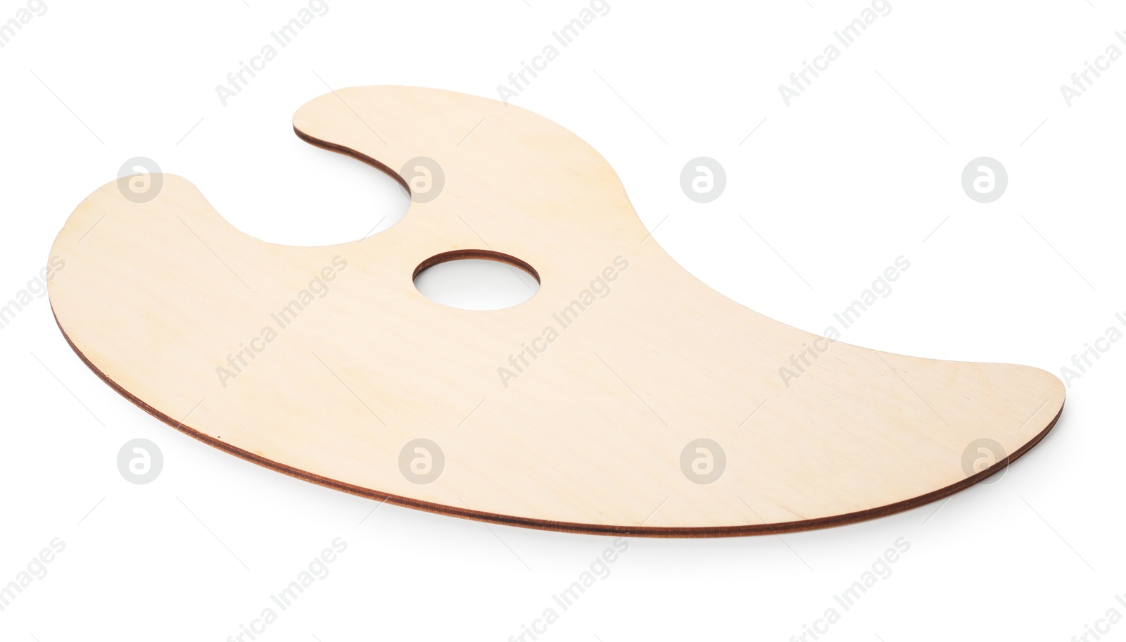Photo of Empty wooden artist's palette isolated on white