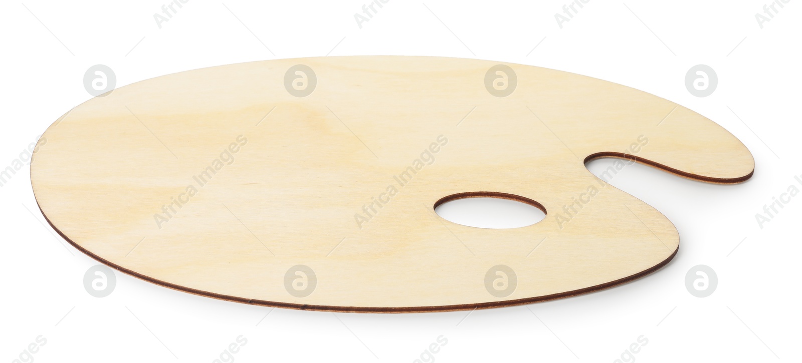 Photo of Empty wooden artist's palette isolated on white
