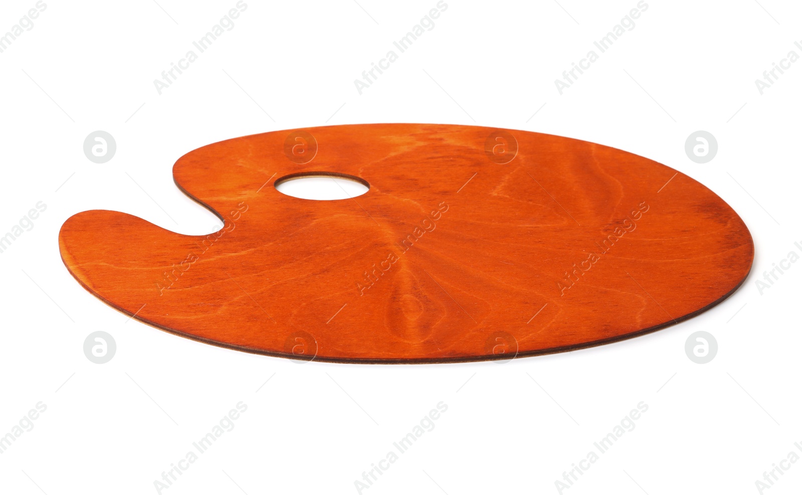 Photo of Empty wooden artist's palette isolated on white