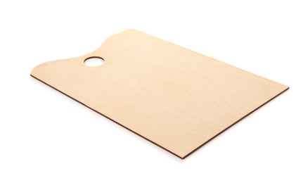 Photo of Empty wooden artist's palette isolated on white