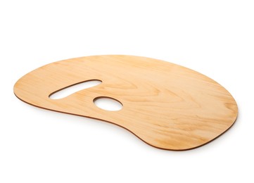 Photo of Empty wooden artist's palette isolated on white
