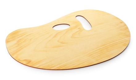 Photo of Empty wooden artist's palette isolated on white