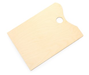 Photo of Empty wooden palette isolated on white, top view