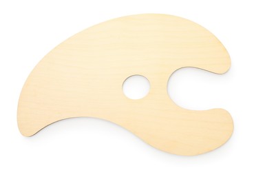 Photo of Empty wooden palette isolated on white, top view