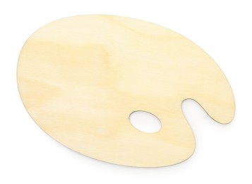 Photo of Empty wooden palette isolated on white, top view