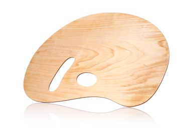 Photo of Empty wooden artist's palette isolated on white