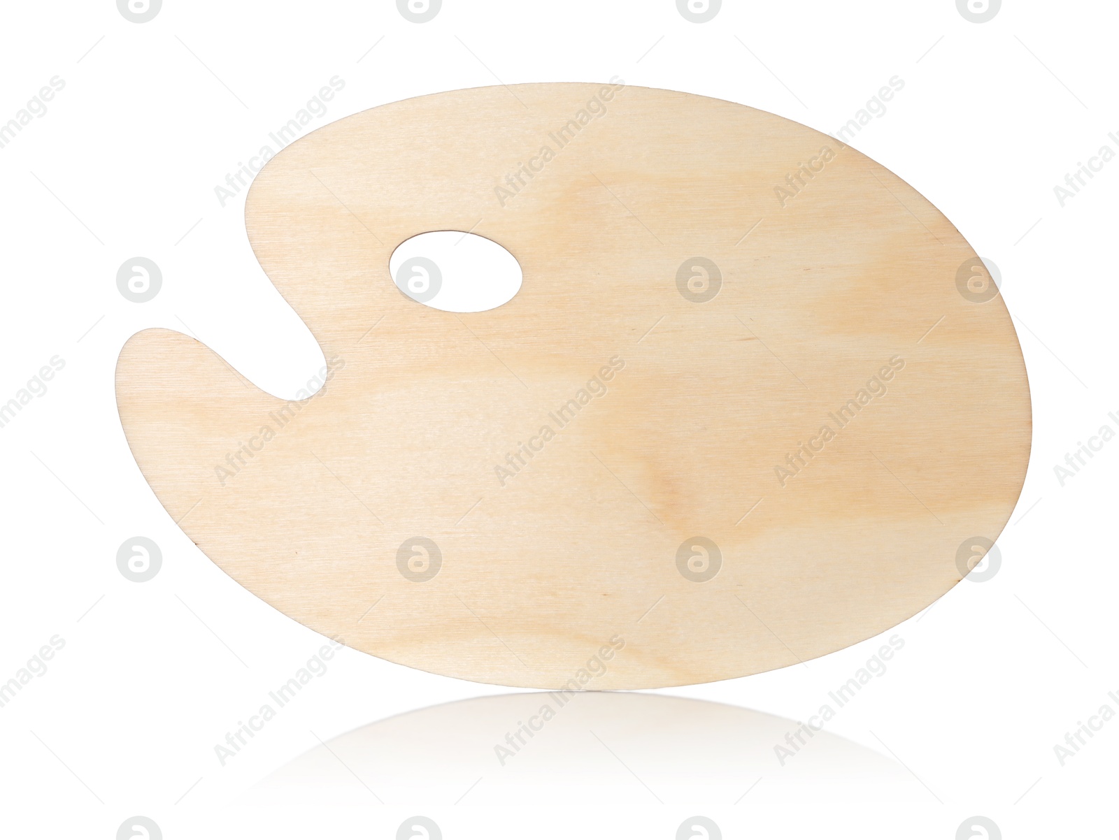 Photo of Empty wooden artist's palette isolated on white